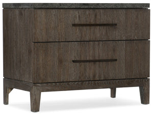 Hooker Furniture Miramar Smoky Arabica San Marcos Nightstand With Bluestone Top, Soft-Close Drawers & Built-In Power 6202-90015-DKW
