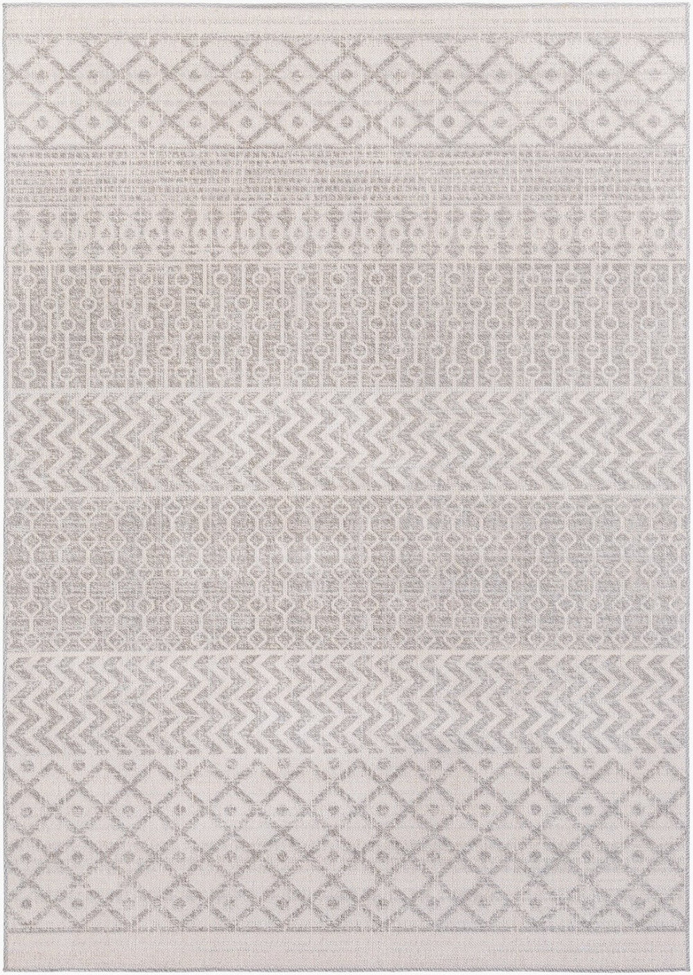 Livabliss Veranda Global Flatweave Polypropylene Indoor Rug for Entryway or Bohemian Spaces Gray, Ivory 6'7" x 9' VRD2304-679