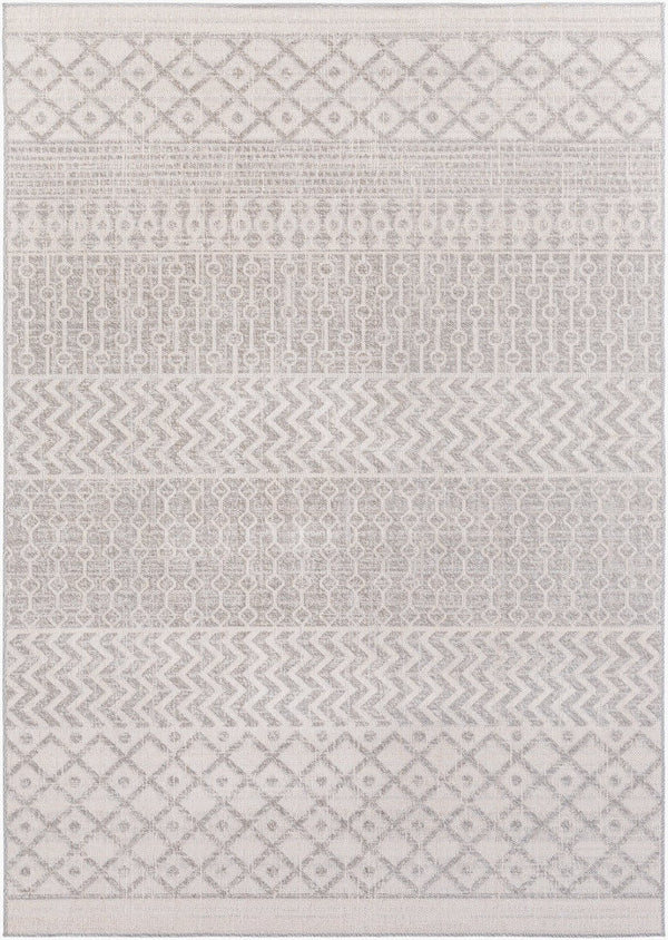 Livabliss Veranda Global Flatweave Polypropylene Indoor Rug for Entryway or Bohemian Spaces Gray, Ivory 6'7" x 9' VRD2304-679
