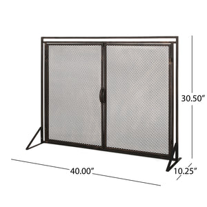 English Elm Christopher Knight Home® - FIREPLACE Samantha Iron Screen with Matte Finish, Handcrafted Mesh Guard, Dual Doors & Sleek Frame Black+Gold 67721.00BBGLD