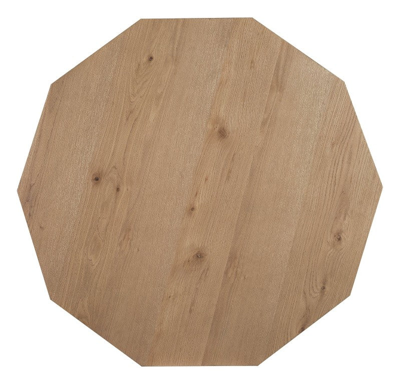 Hooker Furniture Commerce Decagon Cocktail Table With Marble Insets, Oak Finish & Plinth Base For Modern Luxe Rooms 7228-80237-80