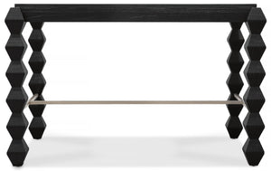 Hooker Furniture Commerce Xaden Gathering Desk — Charred Black Shou Sugi Ban Finish, Sculpted Legs & Pewter Crossbar, Rustic Industrial Statement Piece 7228-10019-99