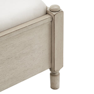 Homelegance By Top-Line Remi Antique Finish Beaded Wood Platform Bed Cream Rubberwood