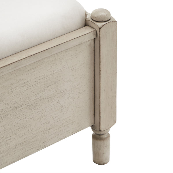 Homelegance By Top-Line Remi Antique Finish Beaded Wood Platform Bed Cream Rubberwood