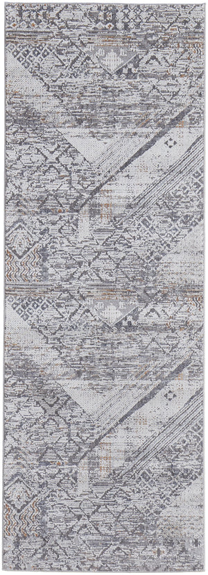 Feizy Rugs Francisco Abstract Geometric Rug - Transitional Southwestern Design For A Stylish Living Space Ivory,Gray Polyester,Polypropylene Fra39ggfivygryi1c