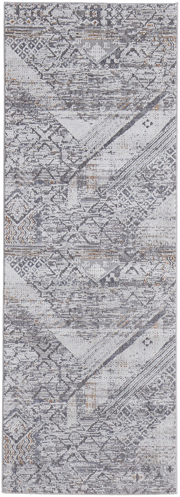 Feizy Rugs Francisco Abstract Geometric Rug - Transitional Southwestern Design For A Stylish Living Space Ivory,Gray Polyester,Polypropylene Fra39ggfivygryi1c