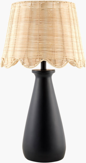 Surya Virello Rattan Shade Metal Base Artisan Table Lamp for Bohemian Bedroom Decor VRLO-004