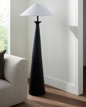 Surya Virello Minimalist Metal Floor Lamp with Felt Linen Shade for Living Room Reading VRLO-001