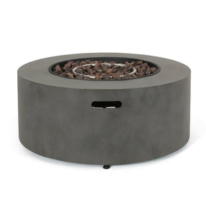 English Elm 32" Round Propane Fire Pit 40000 Btu Powder Coated Iron Outdoor Patio Centerpiece 67759.00CONRT-40K