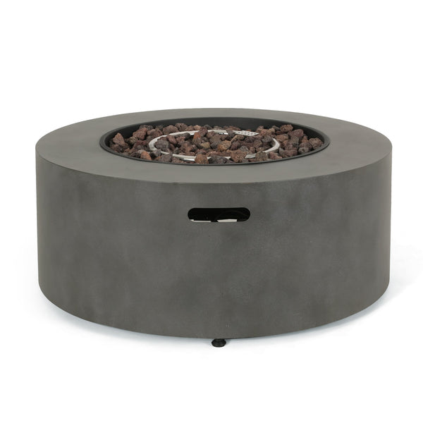 English Elm 32" Round Propane Fire Pit 40000 Btu Powder Coated Iron Outdoor Patio Centerpiece 67759.00CONRT-40K
