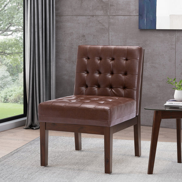 English Elm Accent Chair Waffle Tufted Upholstery Rubberwood Legs Contemporary Living Room Seat 70753.00