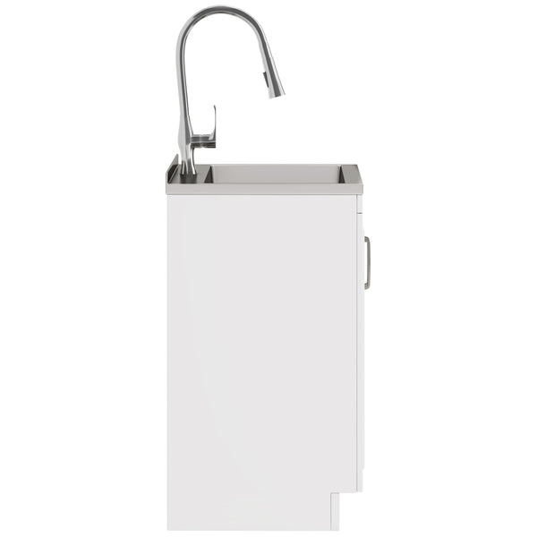 English Elm Darwin Deluxe 24" Laundry Cabinet With Stainless Steel Sink & Pull-Out Faucet For Easy Cleanup B136P158793