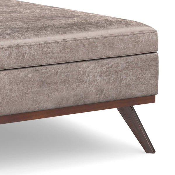 English Elm Owen - Versatile Xl Square Storage Ottoman Coffee Table In Distressed Grey Taupe For Stylish Living Spaces B136P159204-GIGA