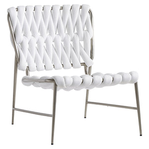 Bernhardt Bernhardt Lido Outdoor Chair With Egret White Filled-Rope Weave, Stainless Frame & Knife-Edge Pillow O4323O