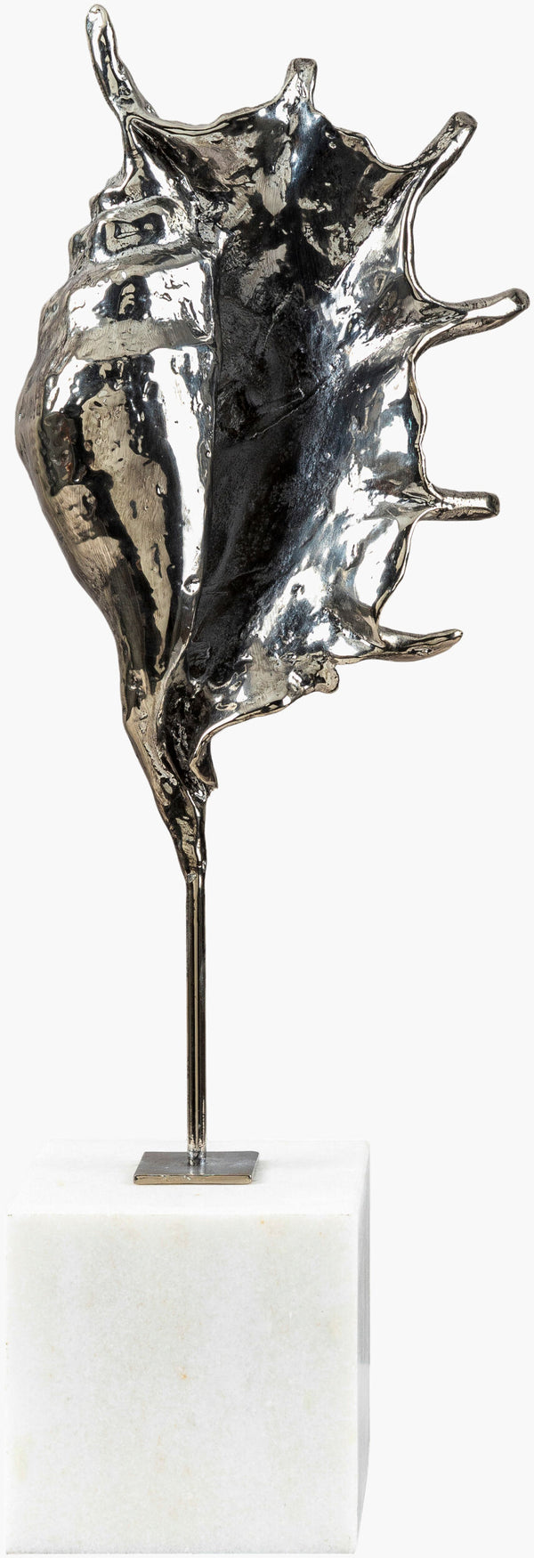 Surya Vitoria Decorative Sculpture - 16" Coastal Metal & Marble Accent For Elegant Home Décor & Charm Metallic ,Silver Iron,Marble Vrt001-1664