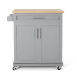 Christopher Knight Home® - Noble House - Batavia Contemporary Kitchen Cart with Wheels