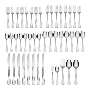 Lenox Oneida Satin Sand Dune 45 Piece Everyday Flatware Set, Service for 8 Metallic, STAINLESS METAL 2641045BL20