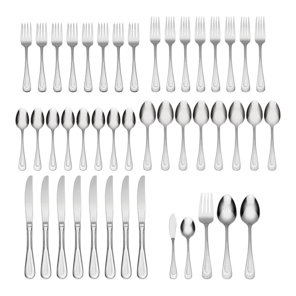 Lenox Oneida Satin Sand Dune 45 Piece Everyday Flatware Set, Service for 8 Metallic, STAINLESS METAL 2641045BL20