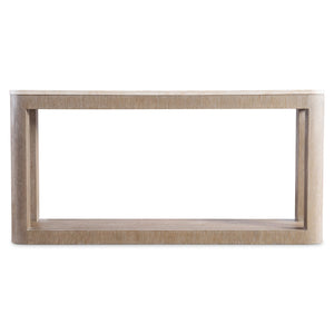 Bernhardt Bernhardt Sculptural Loggia Console Table With Travertine Top, Wire-Brushed Oak Shelf, 68" W 345919