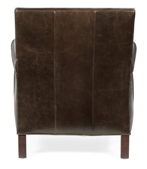 Hooker Furniture Jilian Club Chair With Caramel Aniline Top-Grain Leather, Bronze Nailhead Trim & Solid Wood Legs Dark Brown CC419-087