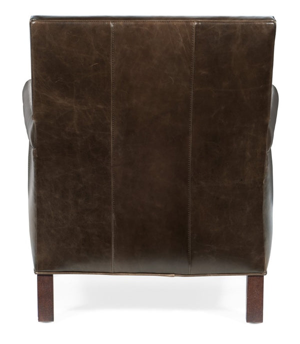 Hooker Furniture Jilian Club Chair With Caramel Aniline Top-Grain Leather, Bronze Nailhead Trim & Solid Wood Legs Dark Brown CC419-087