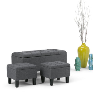 English Elm Dover 3-Piece Storage Ottoman Set In Slate Grey - Stylish Seating & Hidden Storage For Your Home B136P159056