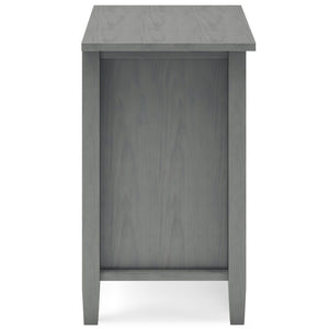 English Elm Warm Solid Wood Nightstand: 24-Inch Fog Grey Transitional Design With Storage & Style Options B136P159739-GIGA