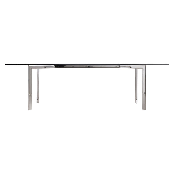 Bernhardt Bernhardt Cristobal 100" Rectangular Glass Dining Table With Polished Stainless Steel Y-Base & Industrial Accents K1805