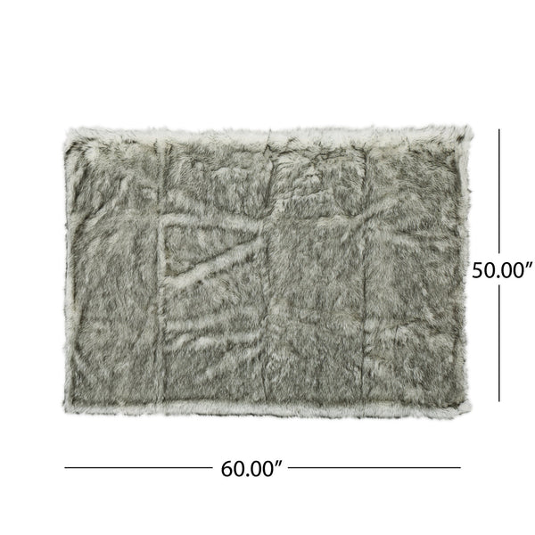 English Elm Christopher Knight Home® - BLANKET Luxurious Grey Faux Fur Throw 50"x60" Super Soft Cozy Pet-Friendly Warm Winter Accent 62633.00