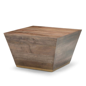 English Elm Abba Handcrafted Square Coffee Table In Dark Brown - Solid Mango Wood With Brass Accent Trim B136P158264