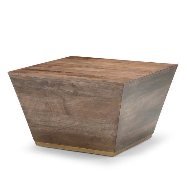 English Elm Abba Handcrafted Square Coffee Table In Dark Brown - Solid Mango Wood With Brass Accent Trim B136P158264