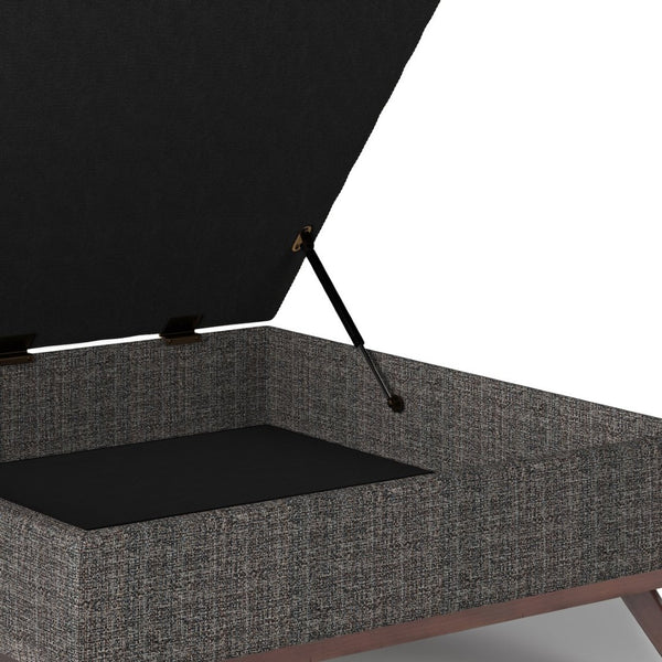 English Elm Owen Square Coffee Table Storage Ottoman - Modern Ebony Design With Hidden Storage & Seating B136P159177-GIGA