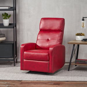 English Elm Christopher Knight Home® - RECLINER Plush PU Upholstered Push-Back Recliner with Contemporary Minimalist Design and Comfort Red 57575.00RED