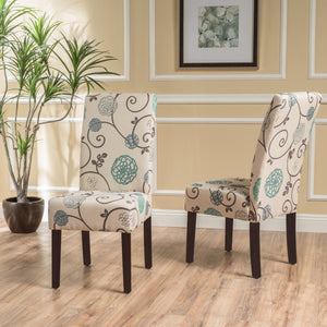 English Elm Christopher Knight Home® - DINING Chair with Plush Fabric Upholstery, Rubberwood Legs, Contemporary Minimalist Comfort and Style White+Blue 60162.00