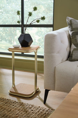 Hooker Furniture Banyon Banyon Bay Accent Table — Compact Desert Oak Rectangular End Table With Brushed Brass Legs, Versatile Style 6081-80001-82