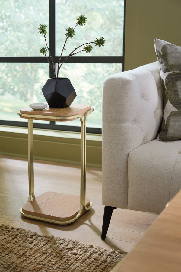 Hooker Furniture Banyon Banyon Bay Accent Table — Compact Desert Oak Rectangular End Table With Brushed Brass Legs, Versatile Style 6081-80001-82