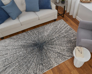Feizy Rugs Micah Abstract Geometric Area Rug - Soft, Stain-resistant Polyester For High Traffic Spaces Ivory,Gray,Blue Polyester,Polypropylene 69439ltfivyslvc07