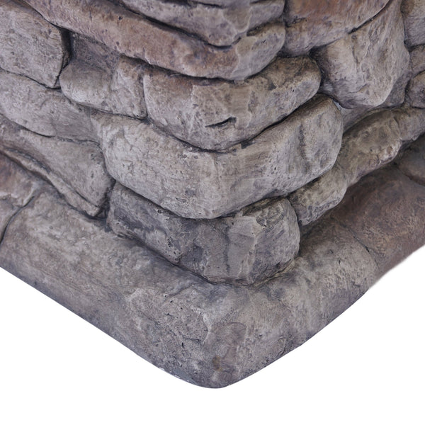 English Elm Stonewall Square Propane Fire Pit Natural Stone Outdoor Patio Gathering Focal Point 61941.00-40K