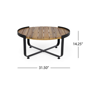 English Elm Christopher Knight Home® - ISAAC Teak Coffee Table with Powder-Coated Metal Frame, Acacia Wood Top, Modern Industrial 31.5" square 69567.00