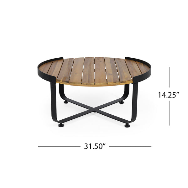 English Elm Christopher Knight Home® - ISAAC Teak Coffee Table with Powder-Coated Metal Frame, Acacia Wood Top, Modern Industrial 31.5" square 69567.00