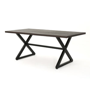 English Elm Rolando Outdoor Aluminum Dining Table with X-brace Steel Frame for Patio Gatherings 61625.00TBRN