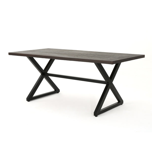 English Elm Rolando Outdoor Aluminum Dining Table with X-brace Steel Frame for Patio Gatherings 61625.00TBRN