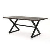 Christopher Knight Home® - Noble House - Rolando Outdoor Brown Aluminum Dining Table With Black Steel Frame