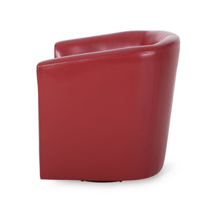 English Elm Swivel Barrel Club Chair Upholstered 360 Degree Base for Living Room Reading Nook Red 57685.00RED