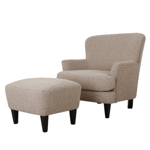 English Elm Christopher Knight Home® - Club Chair & Ottoman Set - Modern Boucle Upholstered Seating With Tapered Wood Legs For Cozy Appeal 74114.00STN