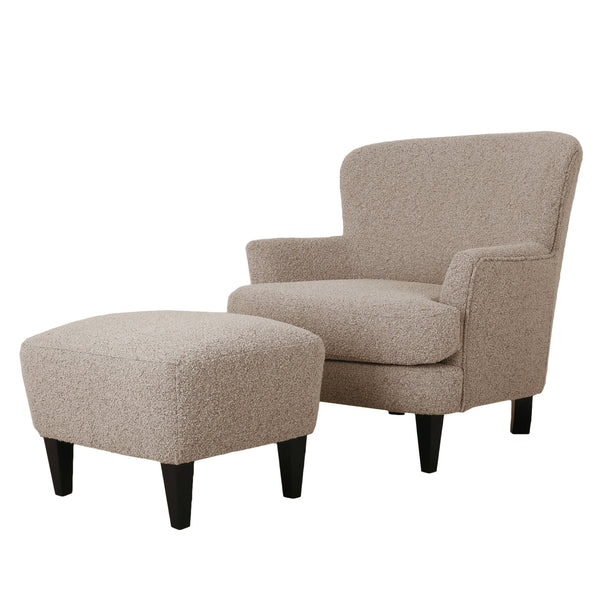 English Elm Christopher Knight Home® - Club Chair & Ottoman Set - Modern Boucle Upholstered Seating With Tapered Wood Legs For Cozy Appeal 74114.00STN