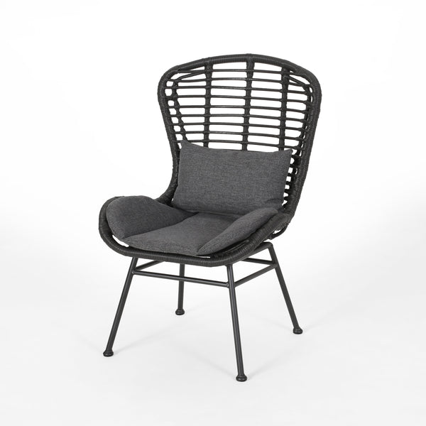 English Elm Christopher Knight Home® - Frazer Woven Rattan Patio Chairs Set of 2 with Water-Resistant Cushions and Durable Iron Frame Grey 65489.00GRY
