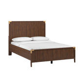 Homelegance By Top-Line Rocio Low Profile Campaign Platform Bed Walnut Metal