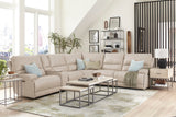 Parker House Parker Living Whitman - Verona Linen - Powered By Freemotion 6 Piece Modular Power Reclining Sectional with Power Adjustable Headrests Verona Linen Top Grain Leather with Match (X) MWHI-PACKA(H)-P50-VLI