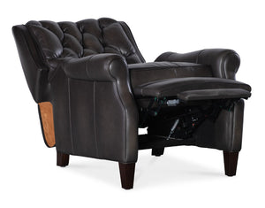 Hooker Furniture Palmer Semi-Aniline Top-Grain Leather Recliner With Tufted Back, Rolled Arms & Dark Wood Legs Grey RC111-PB-095